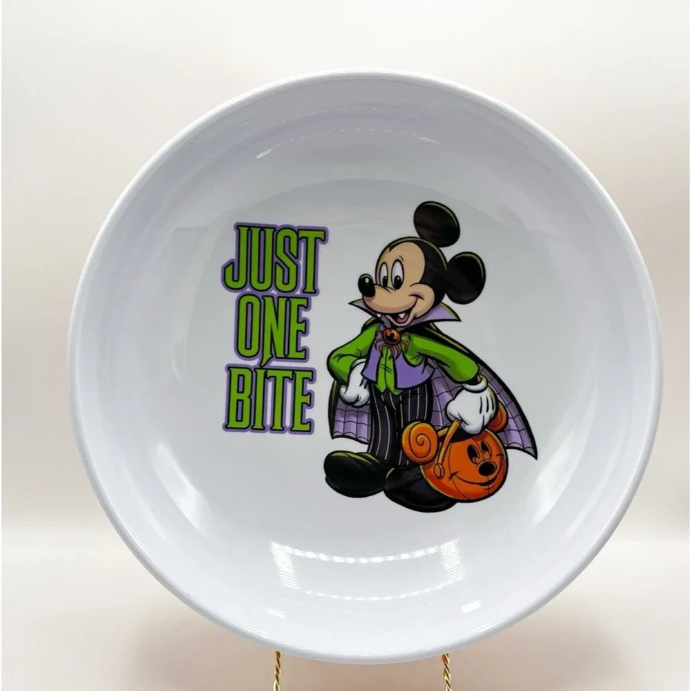 Disney Parks Vampire Mickey Mouse Halloween Candy Bowl Large 11.5” Melamine
